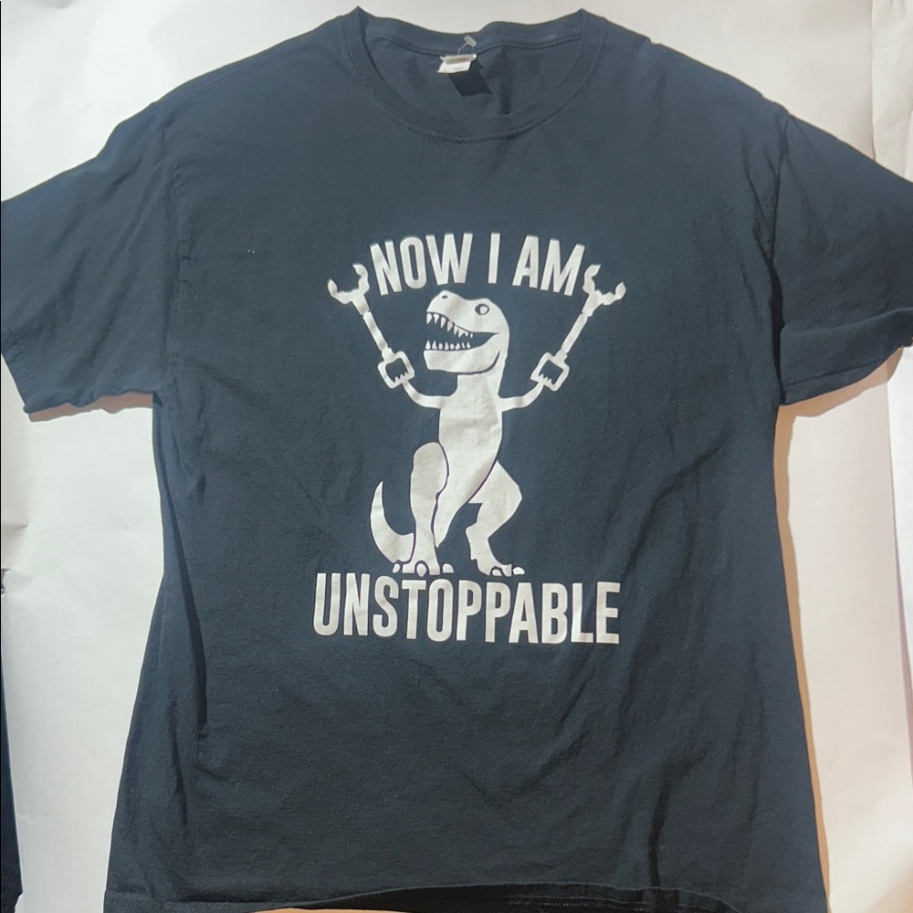 ‘Now I Am Unstoppable’ T-Rex w/ Grabber Sticks - Black/White Graphic Tee
